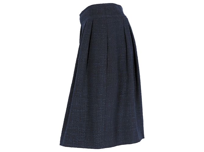 Timeless Gonna al ginocchio in cotone blu navy di Chanel - vista 2