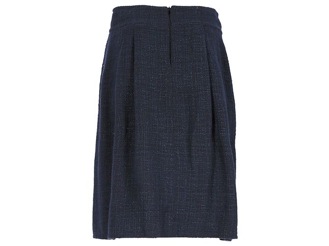 Timeless Gonna al ginocchio in cotone blu navy di Chanel - vista 3