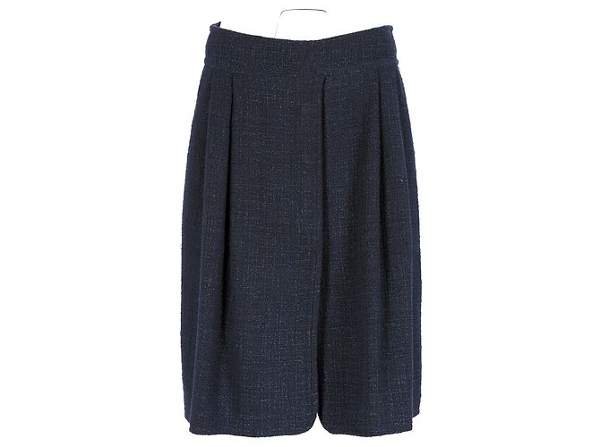 Timeless Gonna al ginocchio in cotone blu navy di Chanel - vista 6