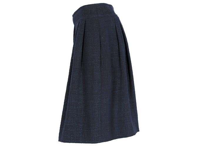 Timeless Gonna al ginocchio in cotone blu navy di Chanel - vista 7