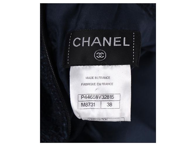 Timeless Gonna al ginocchio in cotone blu navy di Chanel - vista 9