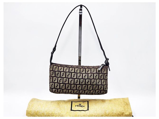 Borsa a Spalla Fendi Baguette Zucca Zucchino Marrone - vista 3