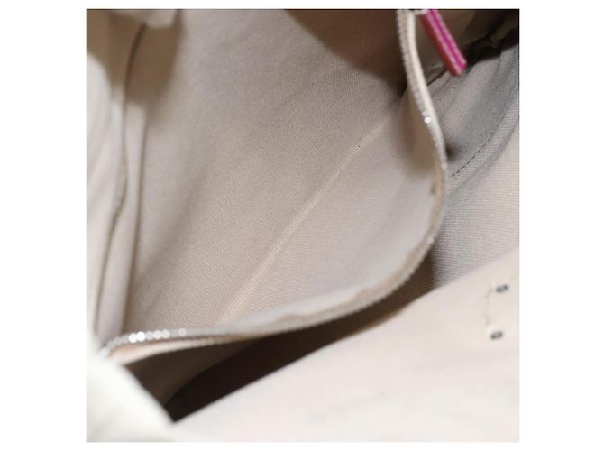 PRADA Borsa Tote Tela Camoscio Beige Viola Argento Auth hk2041 Porpora - vista 11