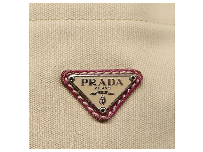 PRADA Borsa Tote Tela Camoscio Beige Viola Argento Auth hk2041 Porpora - vista 17