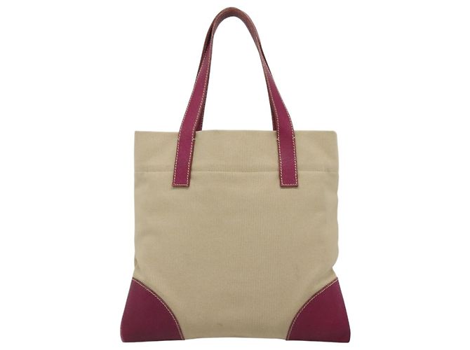 PRADA Borsa Tote Tela Camoscio Beige Viola Argento Auth hk2041 Porpora - vista 2