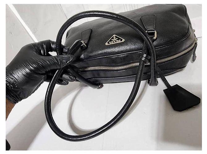 Borsa a Spalla Prada Saffiano Lux Bauletto Nera Nero - vista 9