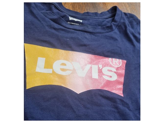 T-shirt a maniche lunghe Levi's blu navy con logo multicolore - vista 2