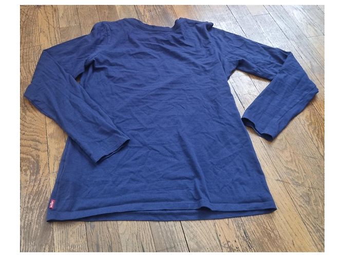 T-shirt a maniche lunghe Levi's blu navy con logo multicolore - vista 4