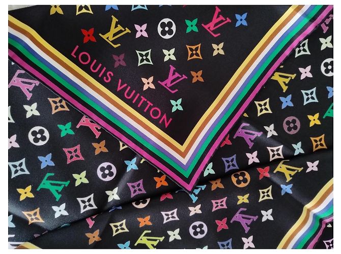 Louis Vuitton x Takashi Murakami Monogramm Multicolor Quadrat 90 Schwarz Mehrfarben - Ansicht 7
