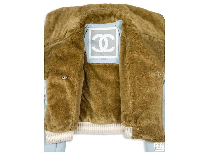 Chaqueta de esquí de piel sintética acolchada Chanel FW 2001 Turquesa - vista 10