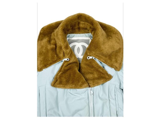 Chaqueta de esquí de piel sintética acolchada Chanel FW 2001 Turquesa - vista 7