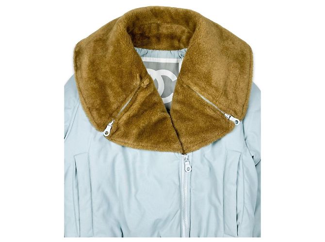 Chaqueta de esquí de piel sintética acolchada Chanel FW 2001 Turquesa - vista 9