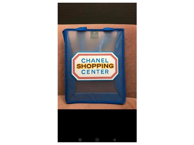 Borsa shopping Chanel blu in resina - vista 2
