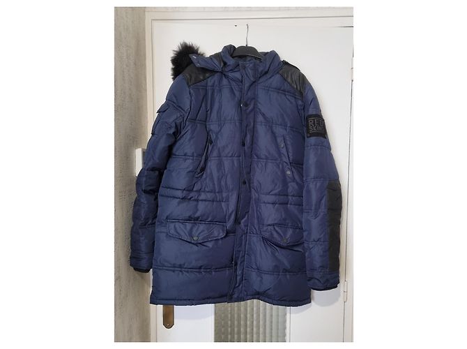 Parka Redskins con cappuccio in pelliccia blu navy e nero - vista 2