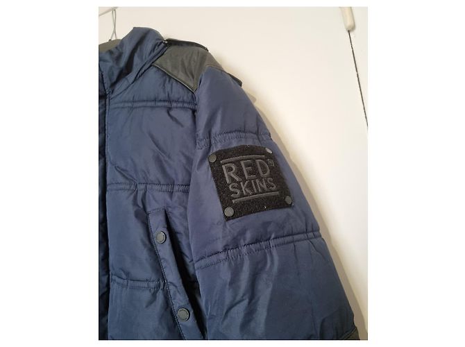 Parka Redskins con cappuccio in pelliccia blu navy e nero - vista 4