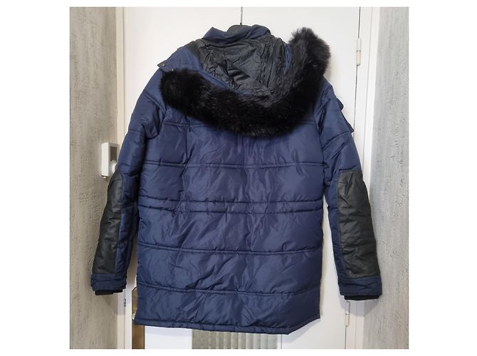 Parka Redskins con cappuccio in pelliccia blu navy e nero - vista 5