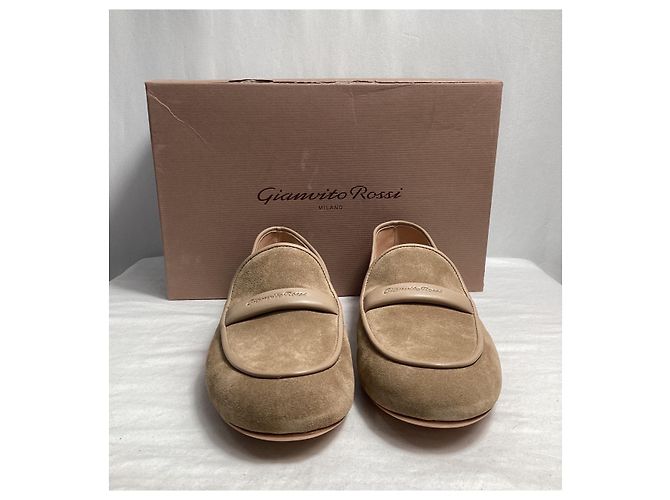 Mocassini Maxime Logo Gianvito Rossi in suede marrone Rosso - vista 15