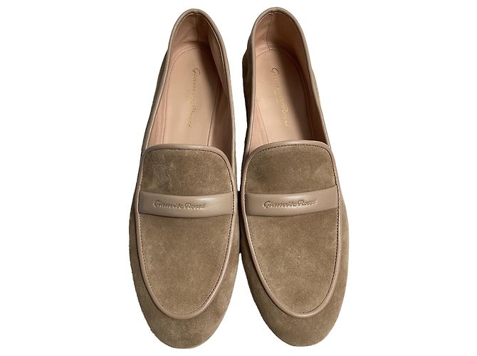 Mocassini Maxime Logo Gianvito Rossi in suede marrone Rosso - vista 5