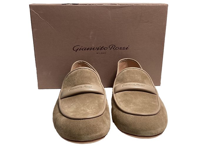 Mocassini Maxime Logo Gianvito Rossi in suede marrone Rosso - vista 7