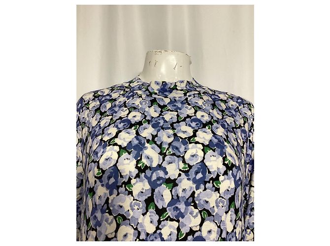 Autre Marque Rixo Elise Midi-Kleid aus Stretch-Jersey mit Blumenmuster in blauer Viskose - Ansicht 10