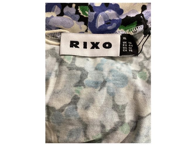 Autre Marque Rixo Elise Midi-Kleid aus Stretch-Jersey mit Blumenmuster in blauer Viskose - Ansicht 11