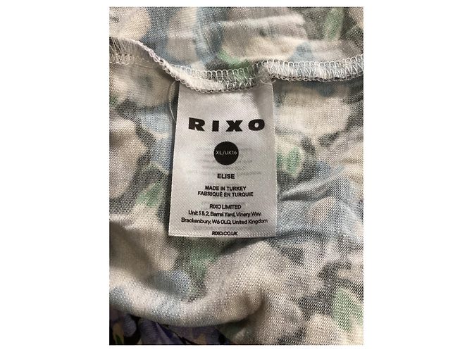 Autre Marque Rixo Elise Midi-Kleid aus Stretch-Jersey mit Blumenmuster in blauer Viskose - Ansicht 12
