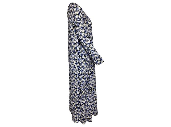 Autre Marque Rixo Elise Midi-Kleid aus Stretch-Jersey mit Blumenmuster in blauer Viskose - Ansicht 2