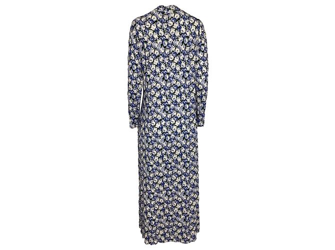 Autre Marque Rixo Elise Midi-Kleid aus Stretch-Jersey mit Blumenmuster in blauer Viskose - Ansicht 3