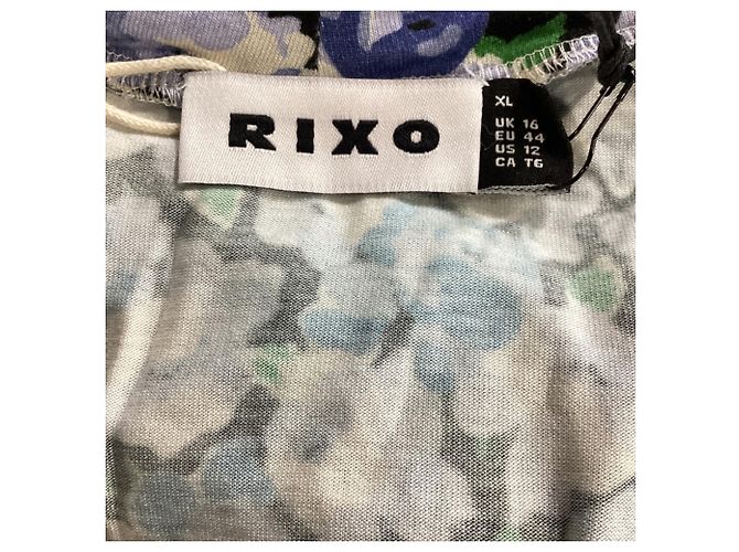 Autre Marque Rixo Elise Midi-Kleid aus Stretch-Jersey mit Blumenmuster in blauer Viskose - Ansicht 5