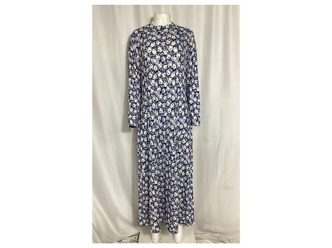 Autre Marque Rixo Elise Midi-Kleid aus Stretch-Jersey mit Blumenmuster in blauer Viskose - Ansicht 7