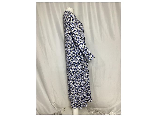 Autre Marque Rixo Elise Midi-Kleid aus Stretch-Jersey mit Blumenmuster in blauer Viskose - Ansicht 8