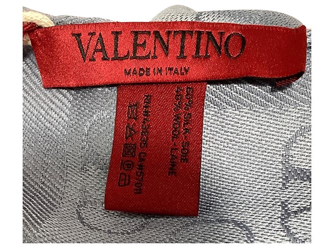 Sciarpa Iconographe Valentino Garavani in seta grigia - vista 2