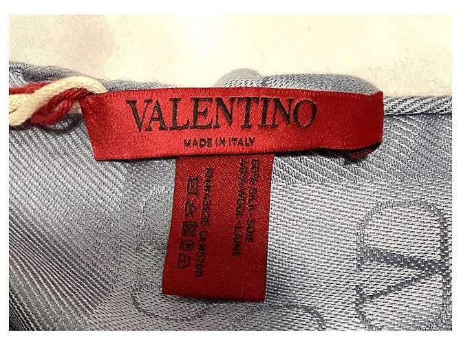 Sciarpa Iconographe Valentino Garavani in seta grigia - vista 5