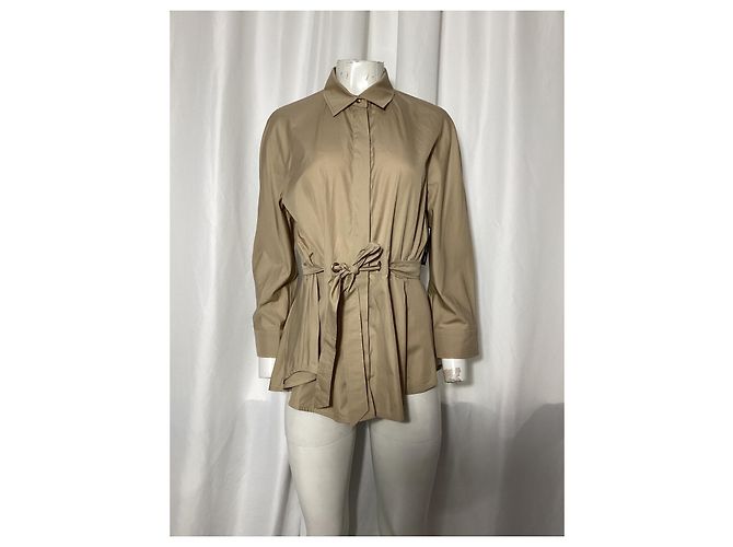 Camicia belted Max Mara Cuneo in cotone beige - vista 6
