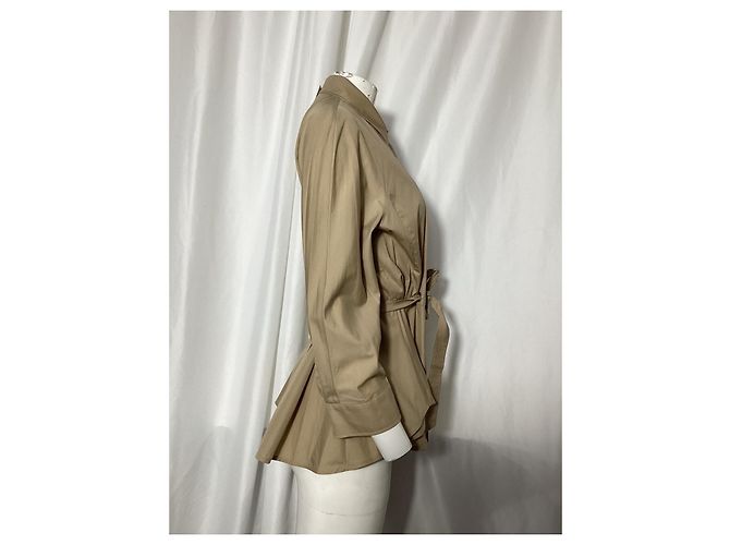 Camicia belted Max Mara Cuneo in cotone beige - vista 7