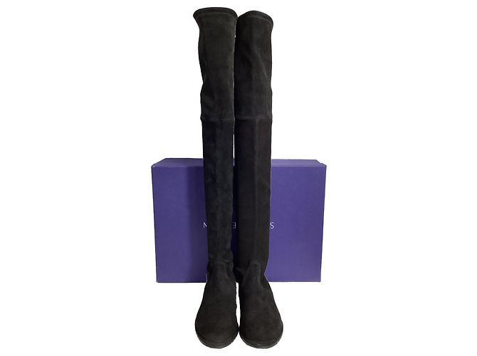 Botas Over-The-Knee Lowland de Stuart Weitzman en Ante Negro - vista 4