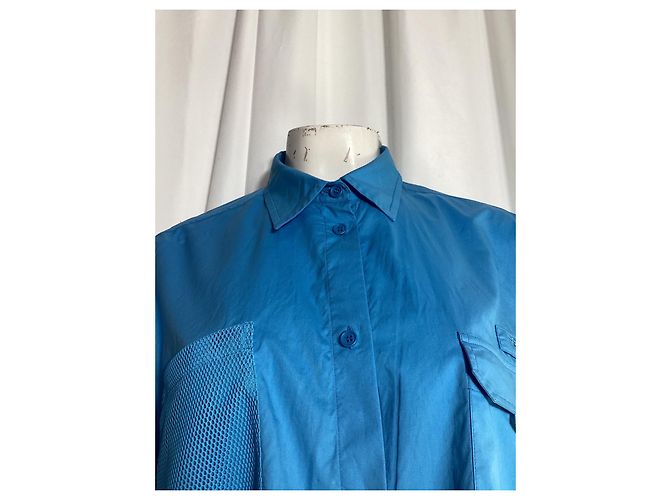Camicia cropped Fendi con tasche in cotone blu Blu chiaro - vista 10