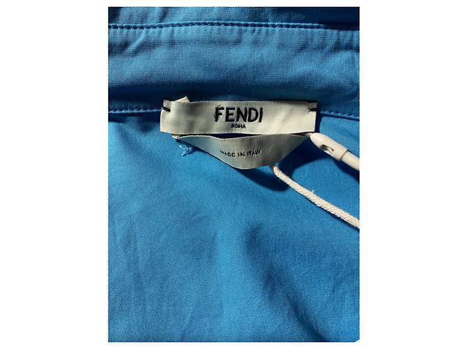 Camicia cropped Fendi con tasche in cotone blu Blu chiaro - vista 11