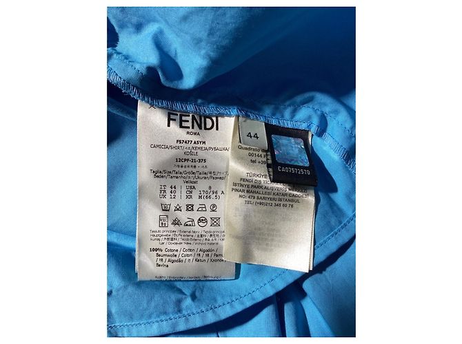 Camicia cropped Fendi con tasche in cotone blu Blu chiaro - vista 12