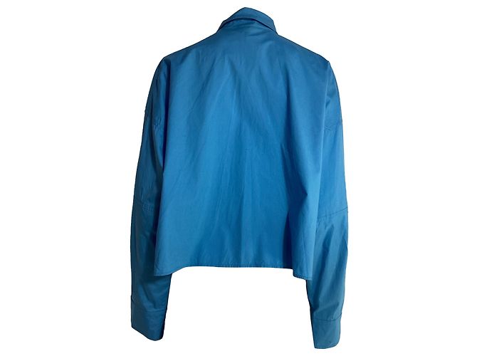 Camicia cropped Fendi con tasche in cotone blu Blu chiaro - vista 3