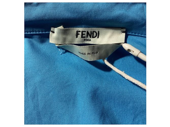 Camicia cropped Fendi con tasche in cotone blu Blu chiaro - vista 5