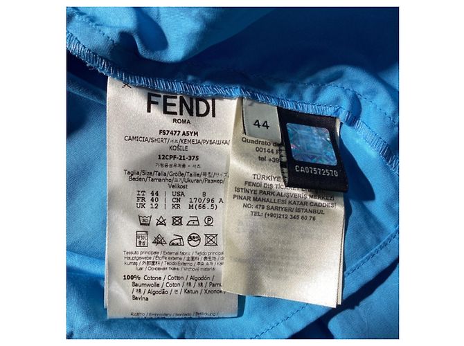 Camicia cropped Fendi con tasche in cotone blu Blu chiaro - vista 6