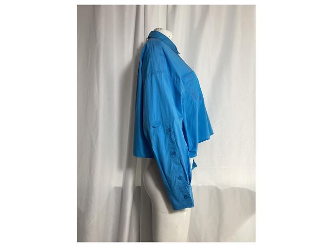 Camicia cropped Fendi con tasche in cotone blu Blu chiaro - vista 8