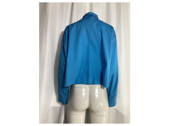 Camicia cropped Fendi con tasche in cotone blu Blu chiaro - vista 9