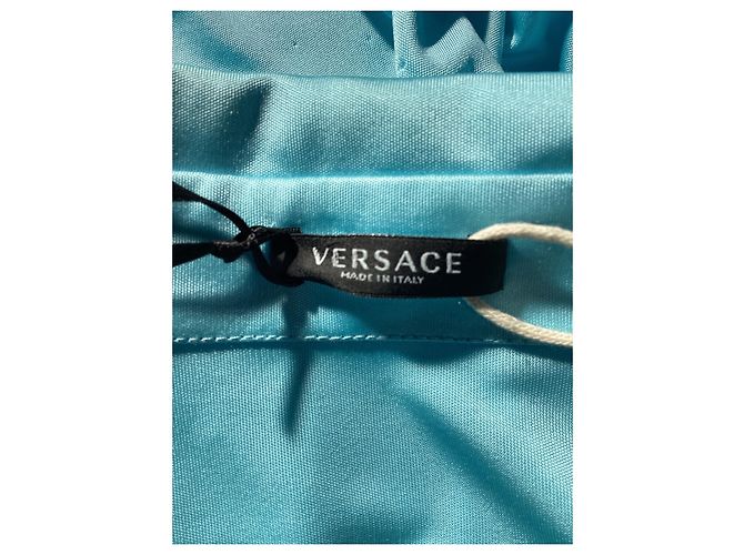 Versace geraffte Bluse mit Knöpfen aus blauer Viskose Hellblau - Ansicht 12