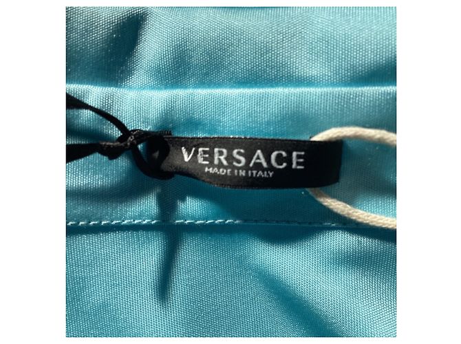 Versace geraffte Bluse mit Knöpfen aus blauer Viskose Hellblau - Ansicht 6