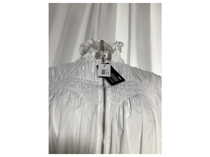 Off White Blouse zippée smockée Off-White en nylon blanc Écru - vue 10