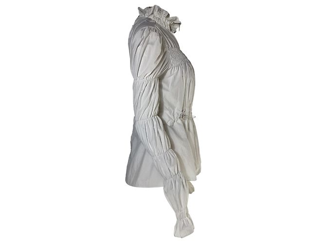 Off White Blouse zippée smockée Off-White en nylon blanc Écru - vue 2
