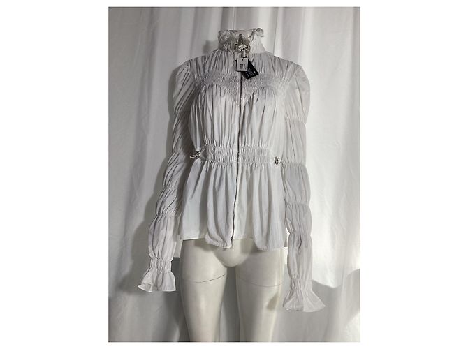 Off White Blouse zippée smockée Off-White en nylon blanc Écru - vue 7