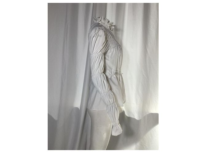 Off White Blouse zippée smockée Off-White en nylon blanc Écru - vue 8